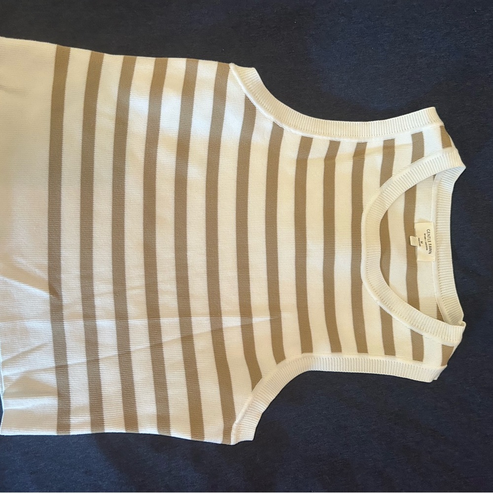 Gentle Fawn Cream and Tan Striped Tank Top